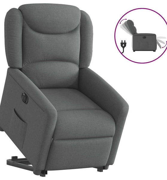 Relaxsessel mit Aufstehhilfe Elektrisch Dunkelgrau Stoff