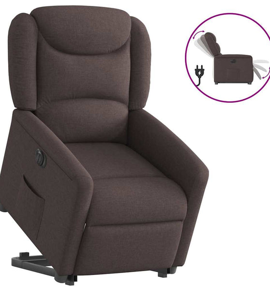 Relaxsessel mit Aufstehhilfe Elektrisch Dunkelbraun Stoff