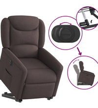 Relaxsessel mit Aufstehhilfe Elektrisch Dunkelbraun Stoff