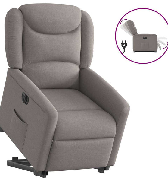 Relaxsessel mit Aufstehhilfe Elektrisch Taupe Stoff