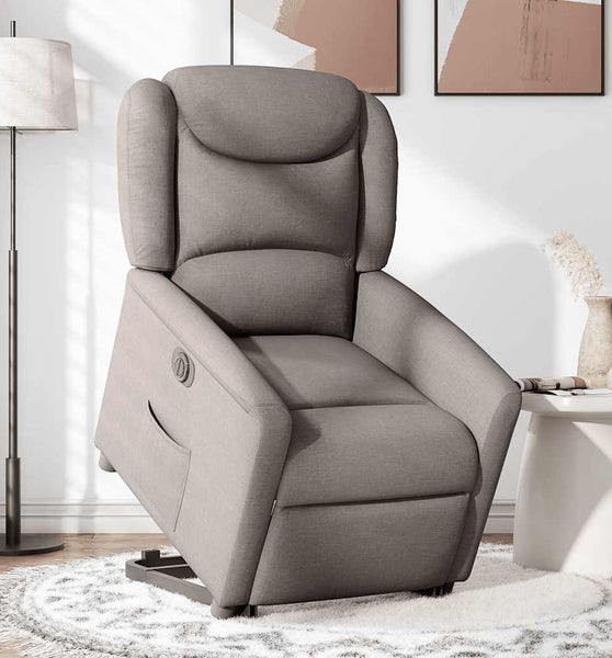 Relaxsessel mit Aufstehhilfe Elektrisch Taupe Stoff