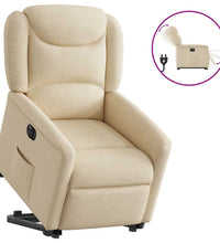Relaxsessel mit Aufstehhilfe Elektrisch Creme Stoff