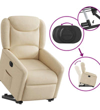 Relaxsessel mit Aufstehhilfe Elektrisch Creme Stoff