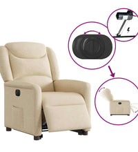 Relaxsessel mit Aufstehhilfe Elektrisch Creme Stoff