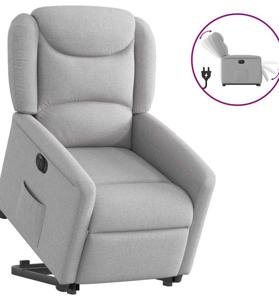 Relaxsessel mit Aufstehhilfe Elektrisch Wolkengrau Stoff