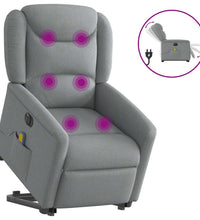 Elektrischer Massagesessel mit Aufstehhilfe Hellgrau Stoff