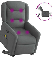 Elektrischer Massagesessel mit Aufstehhilfe Dunkelgrau Stoff