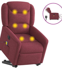 Elektrischer Massagesessel mit Aufstehhilfe Weinrot Stoff