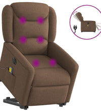 Elektrischer Massagesessel mit Aufstehhilfe Braun Stoff