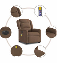 Elektrischer Massagesessel mit Aufstehhilfe Braun Stoff