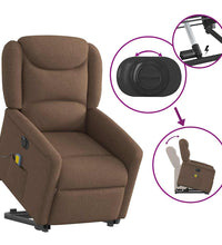 Elektrischer Massagesessel mit Aufstehhilfe Braun Stoff