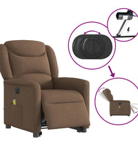 Elektrischer Massagesessel mit Aufstehhilfe Braun Stoff