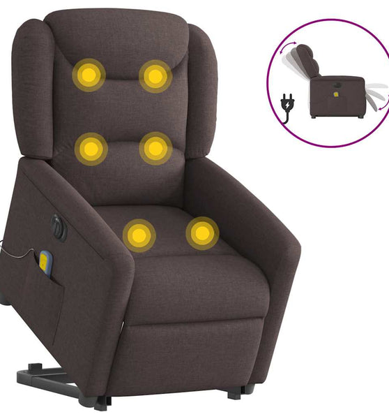 Elektrischer Massagesessel mit Aufstehhilfe Dunkelbraun Stoff