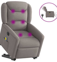 Elektrischer Massagesessel mit Aufstehhilfe Taupe Stoff