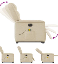 Elektrischer Massagesessel mit Aufstehhilfe Creme Stoff
