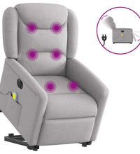 Massagesessel mit Aufstehhilfe Elektrisch Wolkengrau Stoff