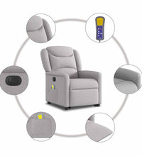 Massagesessel mit Aufstehhilfe Elektrisch Wolkengrau Stoff