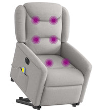 Massagesessel mit Aufstehhilfe Elektrisch Wolkengrau Stoff