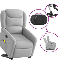 Massagesessel mit Aufstehhilfe Elektrisch Wolkengrau Stoff