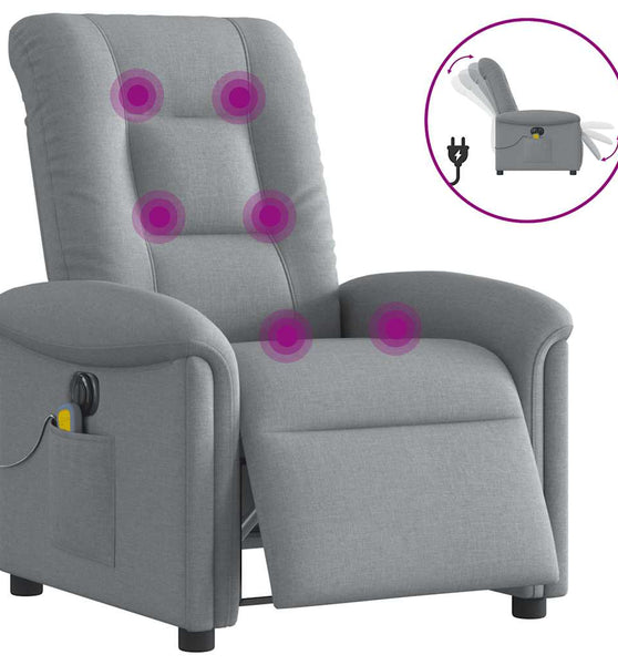 Massagesessel Elektrisch Hellgrau Stoff
