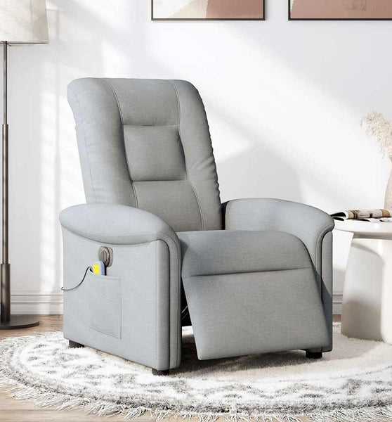Massagesessel Elektrisch Hellgrau Stoff