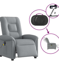 Massagesessel Elektrisch Hellgrau Stoff
