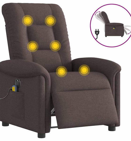 Massagesessel Elektrisch Dunkelbraun Stoff