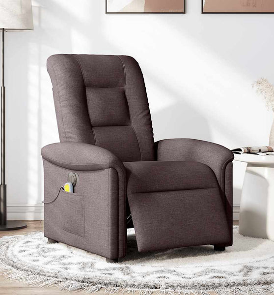 Massagesessel Elektrisch Dunkelbraun Stoff