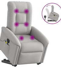 Massagesessel mit Aufstehhilfe Wolkengrau Stoff
