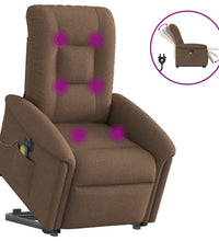 Elektrischer Massagesessel mit Aufstehhilfe Braun Stoff