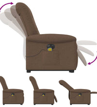Elektrischer Massagesessel mit Aufstehhilfe Braun Stoff