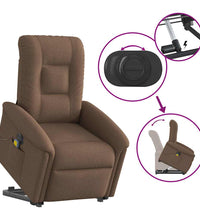 Elektrischer Massagesessel mit Aufstehhilfe Braun Stoff