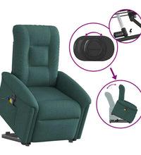 Elektrischer Massagesessel mit Aufstehhilfe Dunkelgrün Stoff