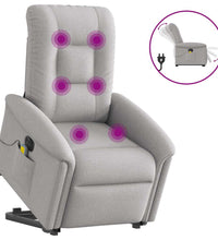 Massagesessel mit Aufstehhilfe Elektrisch Wolkengrau Stoff