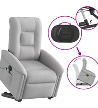 Massagesessel mit Aufstehhilfe Elektrisch Wolkengrau Stoff