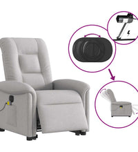 Massagesessel mit Aufstehhilfe Elektrisch Wolkengrau Stoff