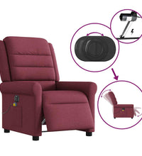 Massagesessel Elektrisch Weinrot Stoff