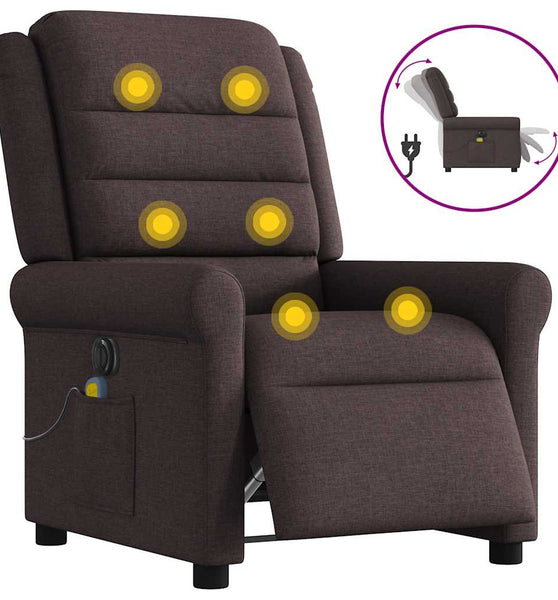 Massagesessel Elektrisch Dunkelbraun Stoff