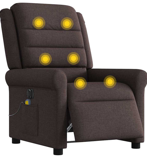 Massagesessel Elektrisch Dunkelbraun Stoff
