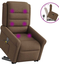 Massagesessel mit Aufstehhilfe Braun Stoff