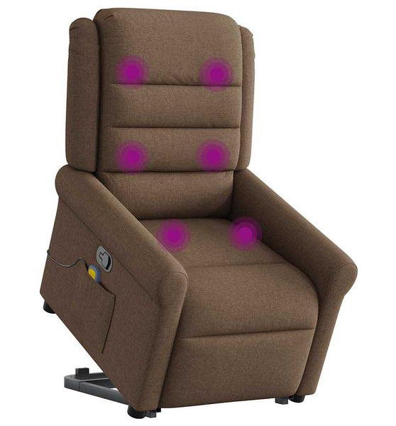 Massagesessel mit Aufstehhilfe Braun Stoff