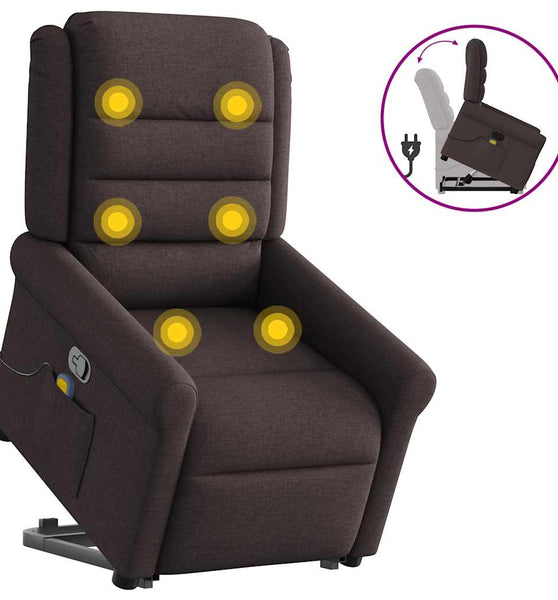 Massagesessel mit Aufstehhilfe Dunkelbraun Stoff