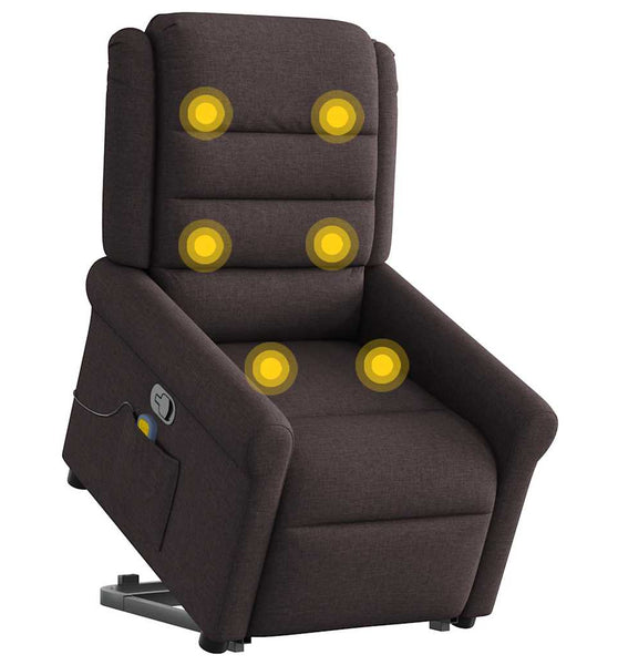 Massagesessel mit Aufstehhilfe Dunkelbraun Stoff