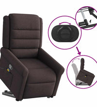 Massagesessel mit Aufstehhilfe Dunkelbraun Stoff