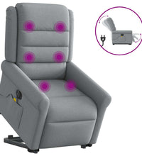 Elektrischer Massagesessel mit Aufstehhilfe Hellgrau Stoff