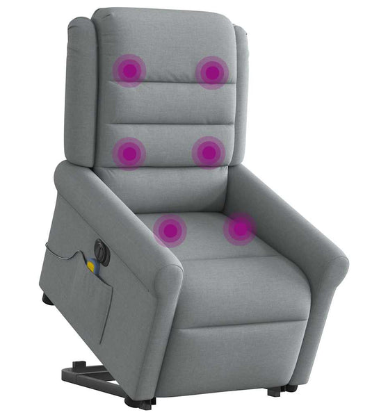Elektrischer Massagesessel mit Aufstehhilfe Hellgrau Stoff