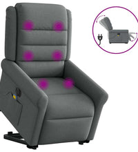 Elektrischer Massagesessel mit Aufstehhilfe Dunkelgrau Stoff
