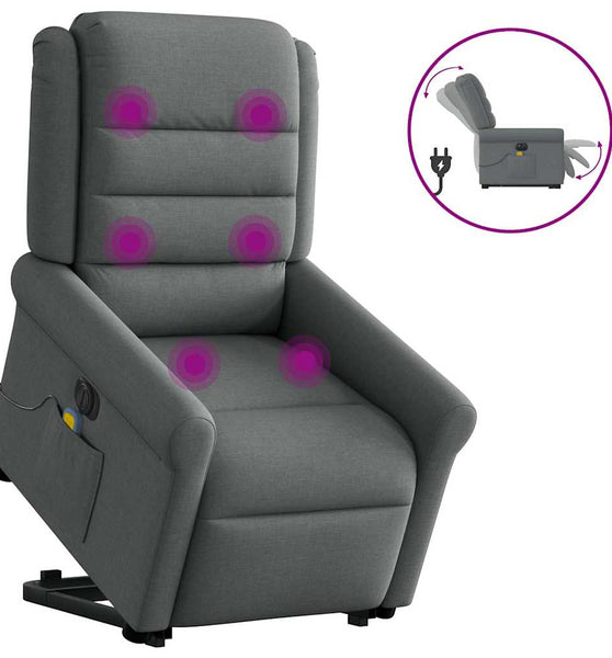 Elektrischer Massagesessel mit Aufstehhilfe Dunkelgrau Stoff
