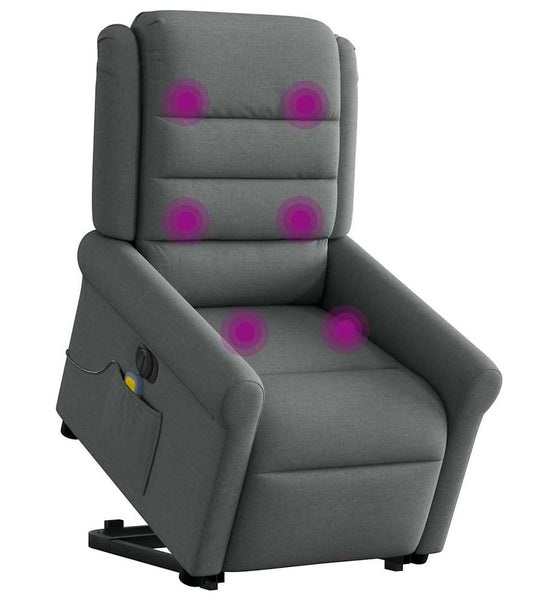 Elektrischer Massagesessel mit Aufstehhilfe Dunkelgrau Stoff