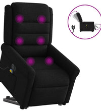 Elektrischer Massagesessel mit Aufstehhilfe Schwarz Stoff